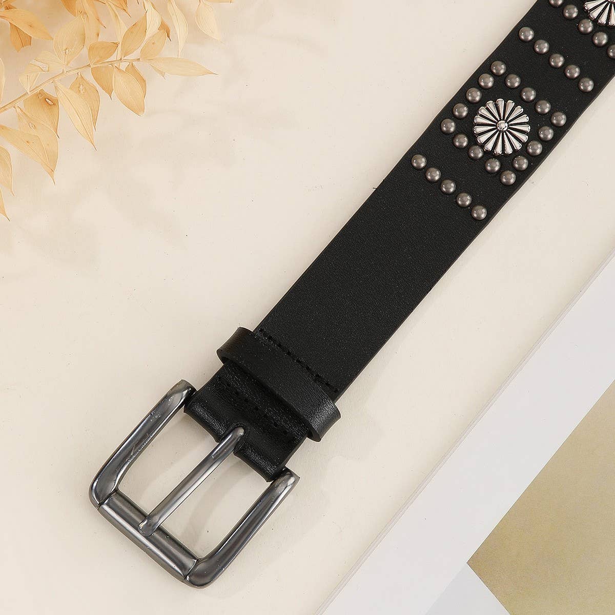 PUNK STYLE METAL FLOWER CLAW NAIL STREET BELT_CWMM3935