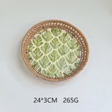 RATTAN SHELL ROUND FRUIT PLATE TEA TRAY_CWMM4537