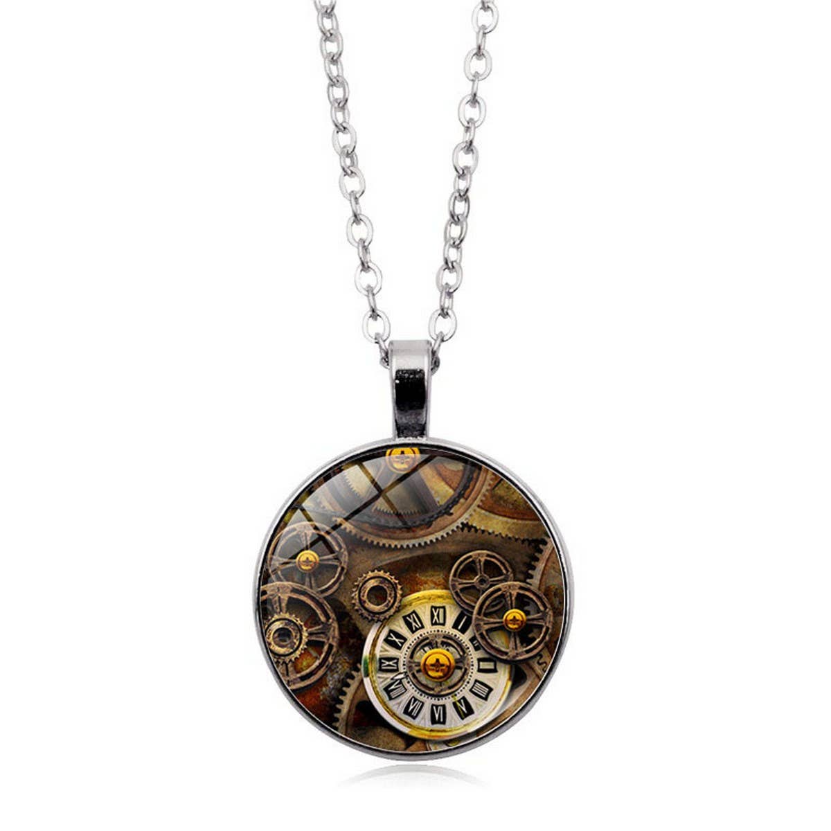 STEAMPUNK MECHANICAL TIME GEM NECKLACE JEWELRY_CWAJE0699