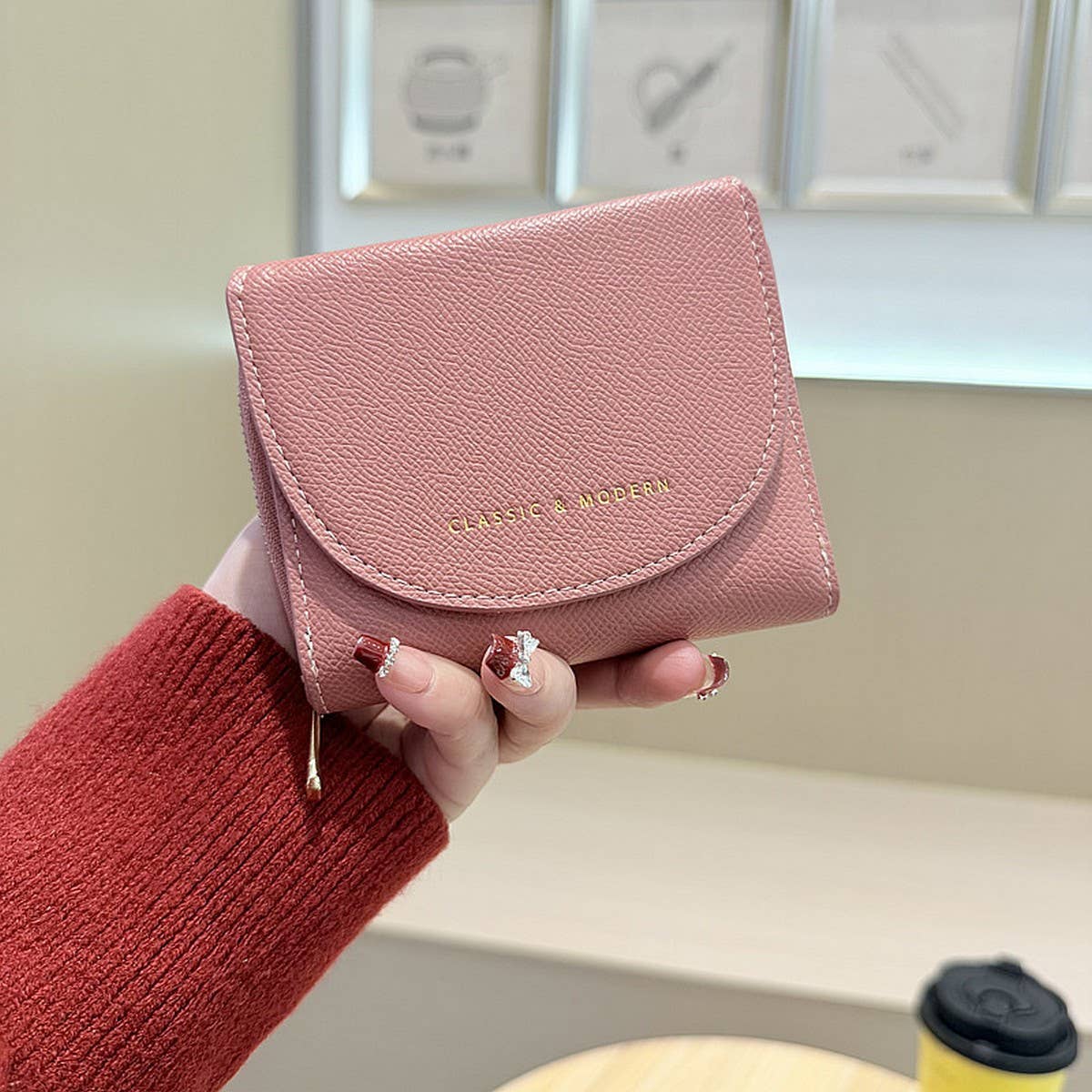 New Solid Color 3-Fold Wallet With Flip Cover_Cwab06253