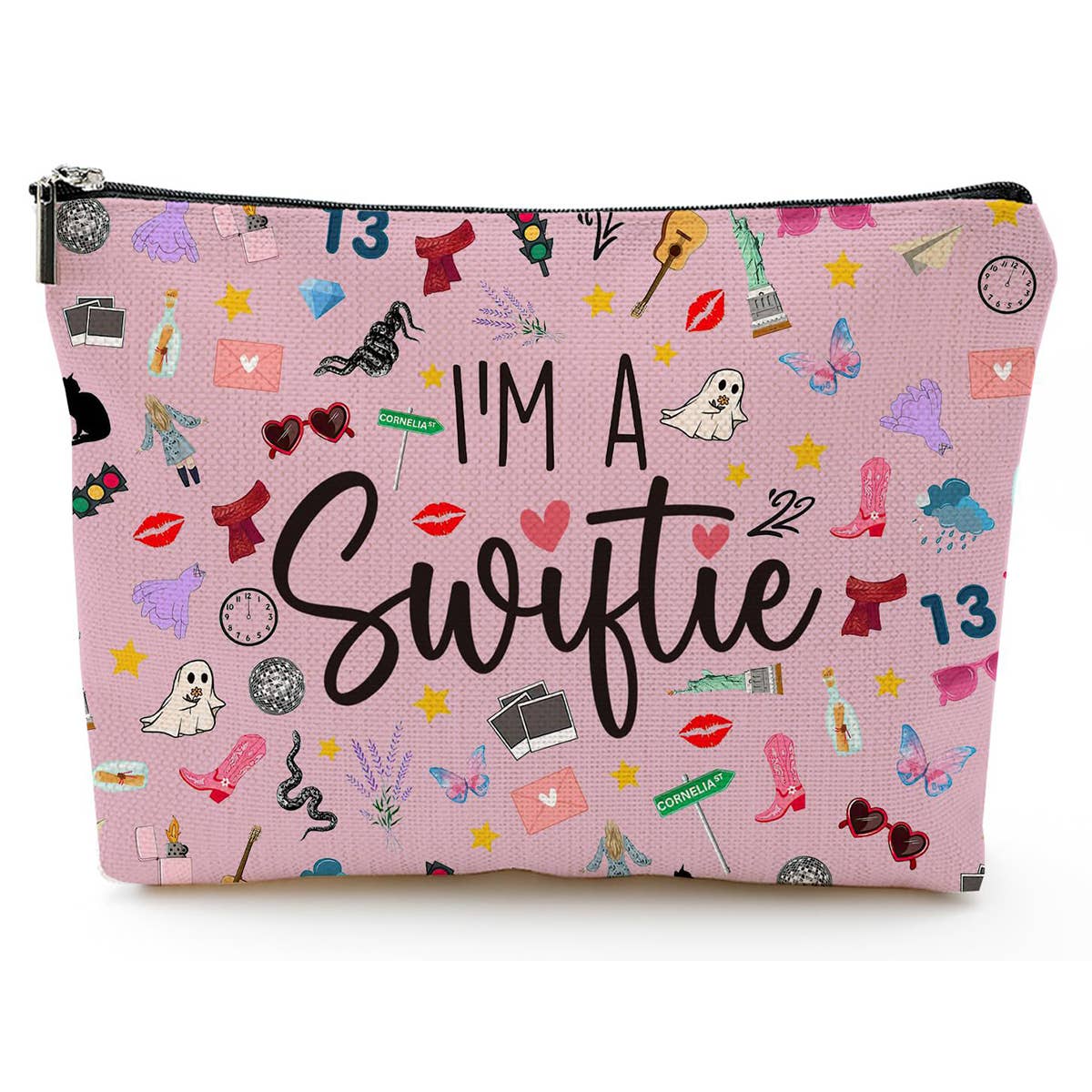 PINK LETTER DOUBLE SIDED PRINTED COSMETIC BAG_CWAB2247
