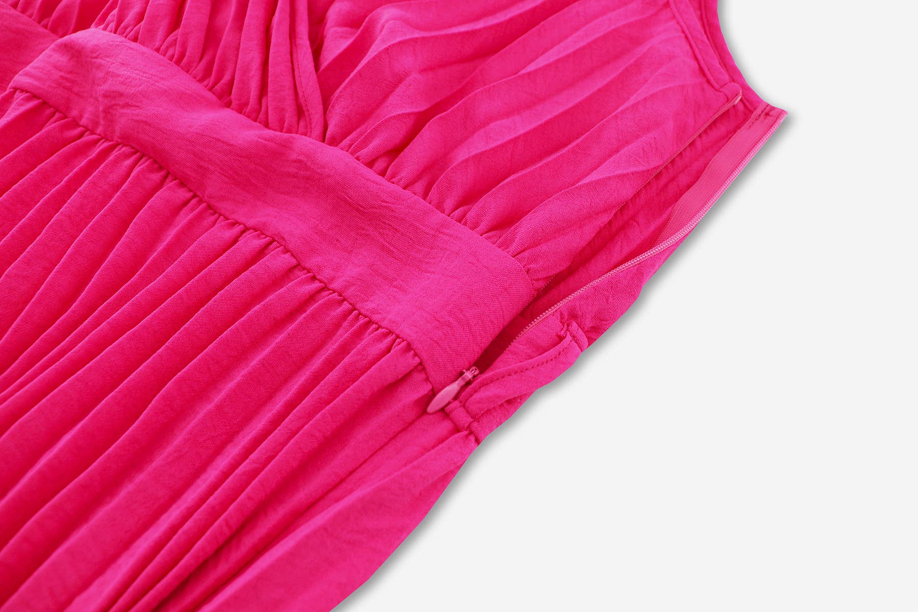 V-Neck Pleated Belted Bodycon Midi Dress