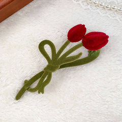 Alloy Flocking Tulip Hairpin Flower Grab Clip_Cwaha5997