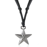 SIMPLE ADJUSTABLE PENTAGRAM LEATHER NECKLACE_CWMM4603