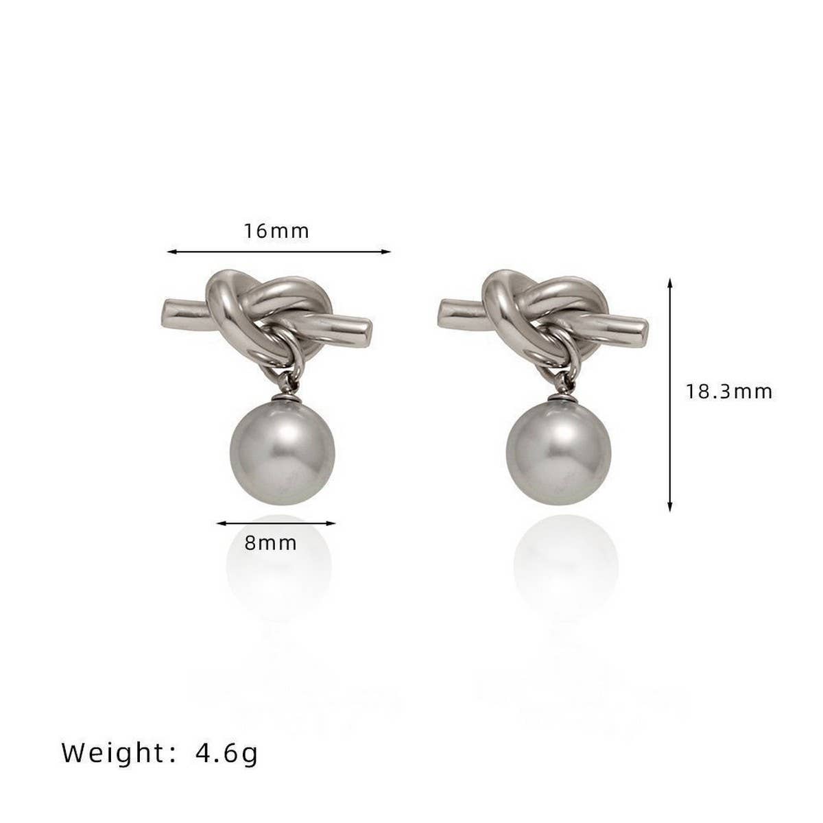 ROPE KNOT GREY PEARL STUD EARRINGS GOLD WHITE_CWAJE5038