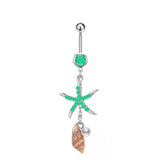 STARFISH SHELL BELLY RING CZ NAUTICAL PIERCING_CWMM9310