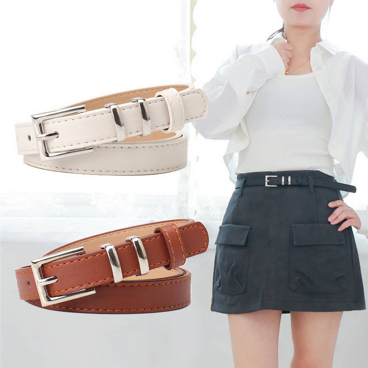 Cwabe0941_Simple High-End Square Buckle Belt