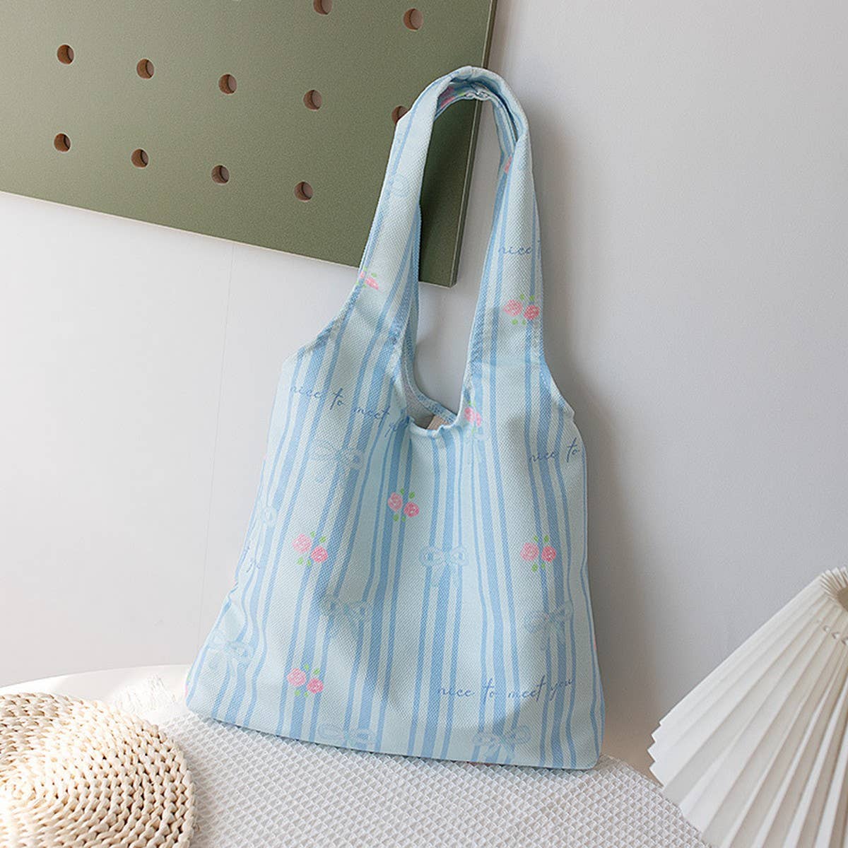 NEW LARGE STRIPED CANVAS TOTE BAG FOR WOMEN_CWAB5640
