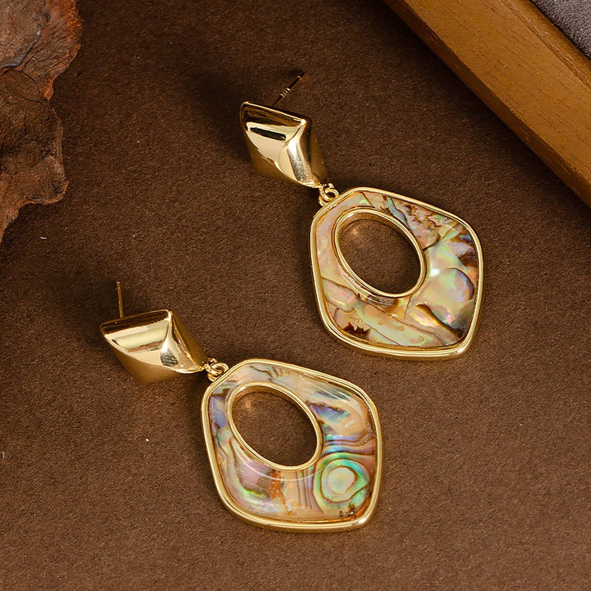 FASHIONABLE COLORFUL NATURAL ABALONE EARRINGS_CWMM4351