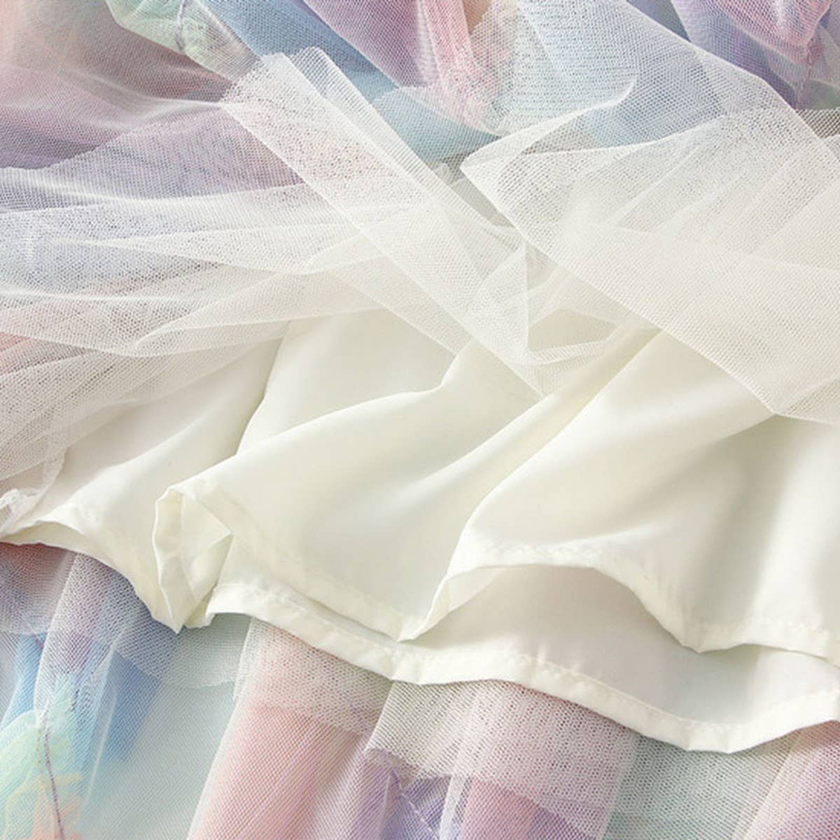 OMBRE GREEN RUFFLE TULLE TIERED FLARE SKIRT_CWBMS0404