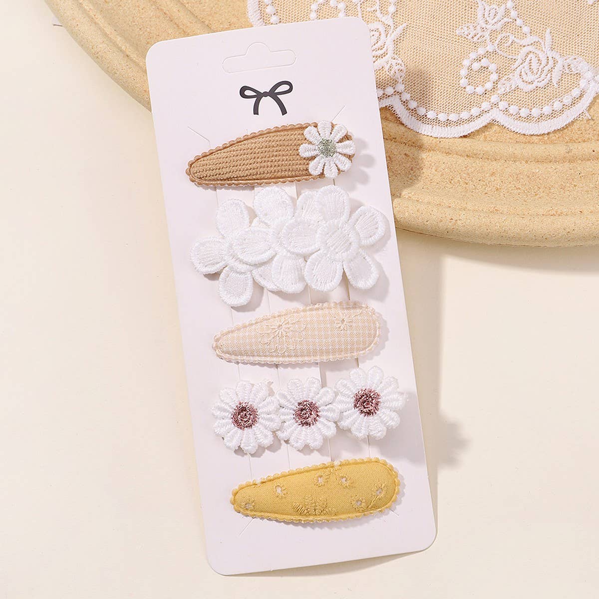 DAISY BB CLIP SET PRINTED CUTE FABRIC CLIPS_CWAHA6701