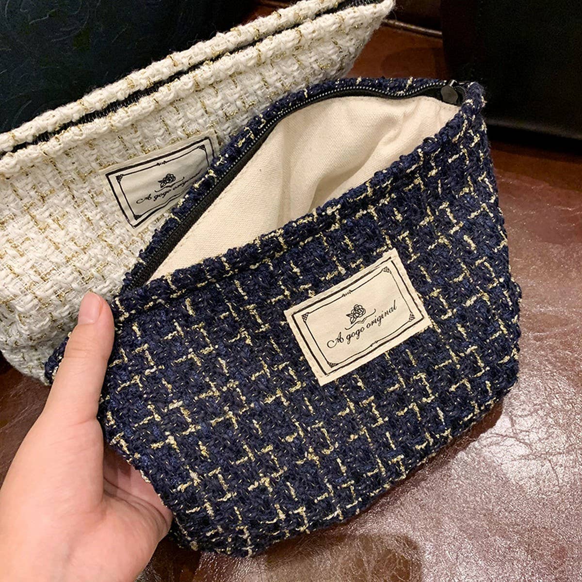 Plaid Makeup Baglarge Travel Canvas Hand Washpouch_Cuab00730
