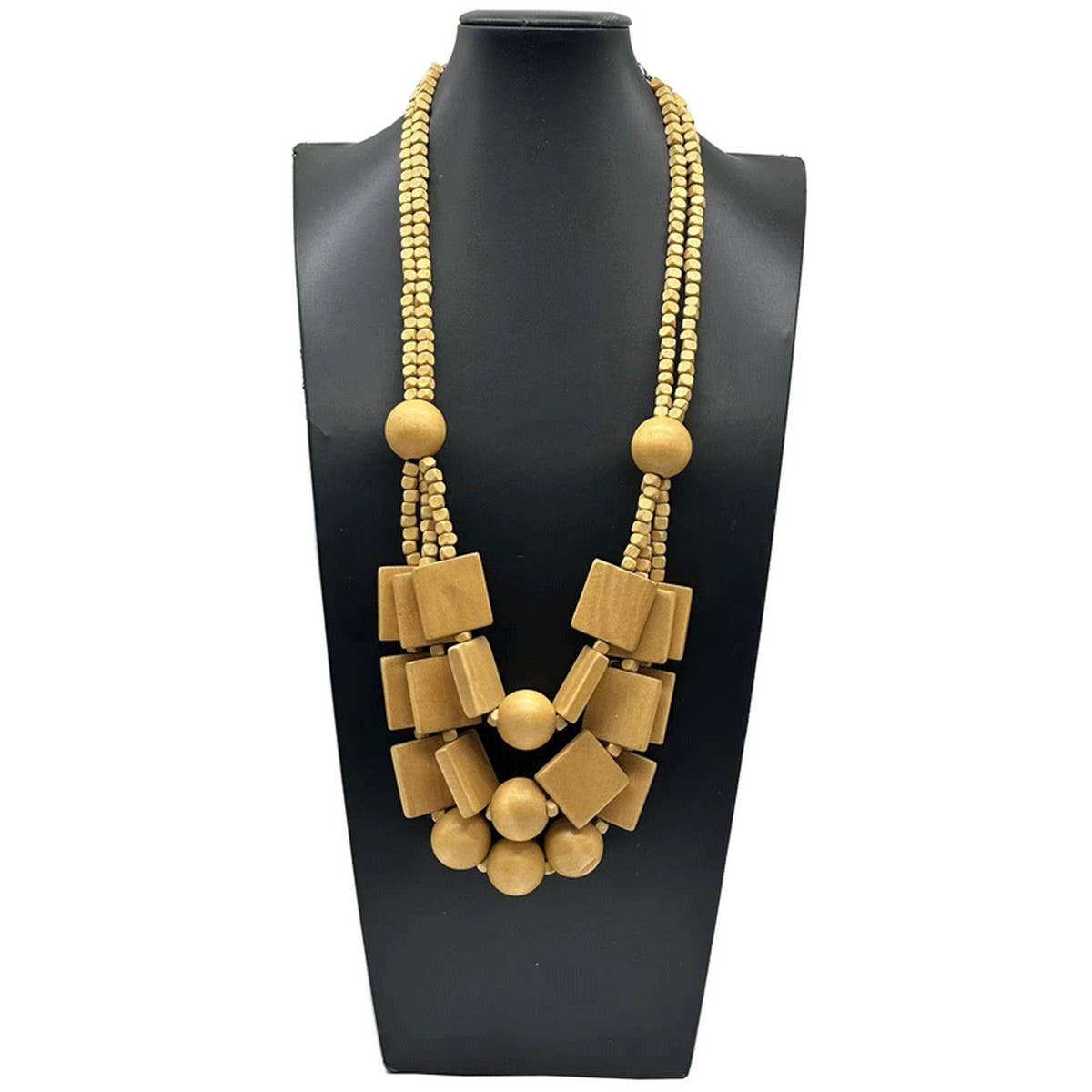 Wooden Beads Three-Layer Handmade Necklace_Cwmm4976