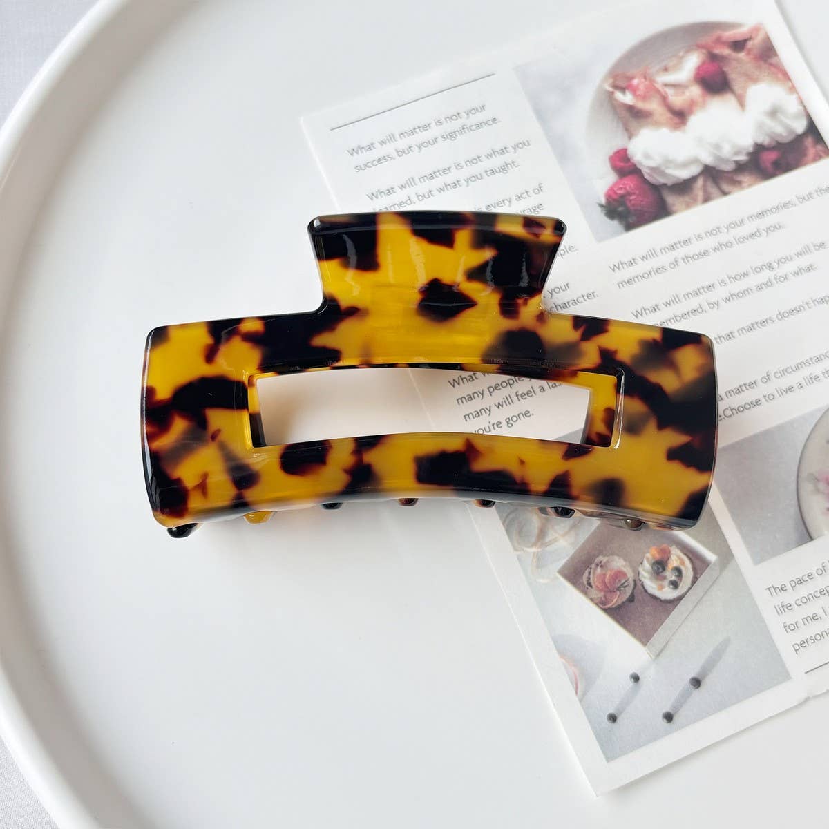 Vintage Square Large Acetate Hair Clip_Cwaha07188