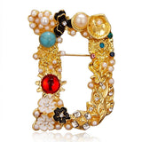 Cwaje2565_Letter Pearl Rhinestone Oil Painting Brooch