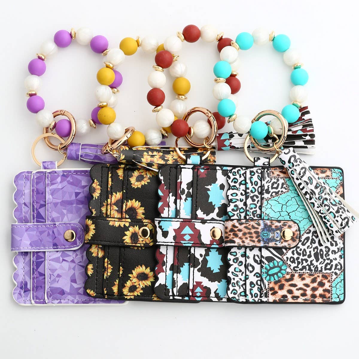 PU CARD WALLET WITH SILICONE BEAD BRACELET_CWAB4943