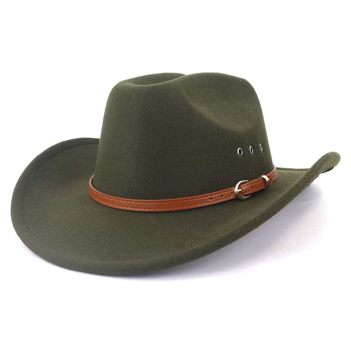 Western Cowboy Hat Felt Wide Brim With Belt Decor_Cwah1772