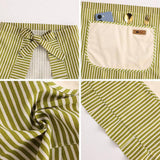 STRIPE HALF LENGTH LINEN COOKING APRON WITH POCKETS_CWMM2033