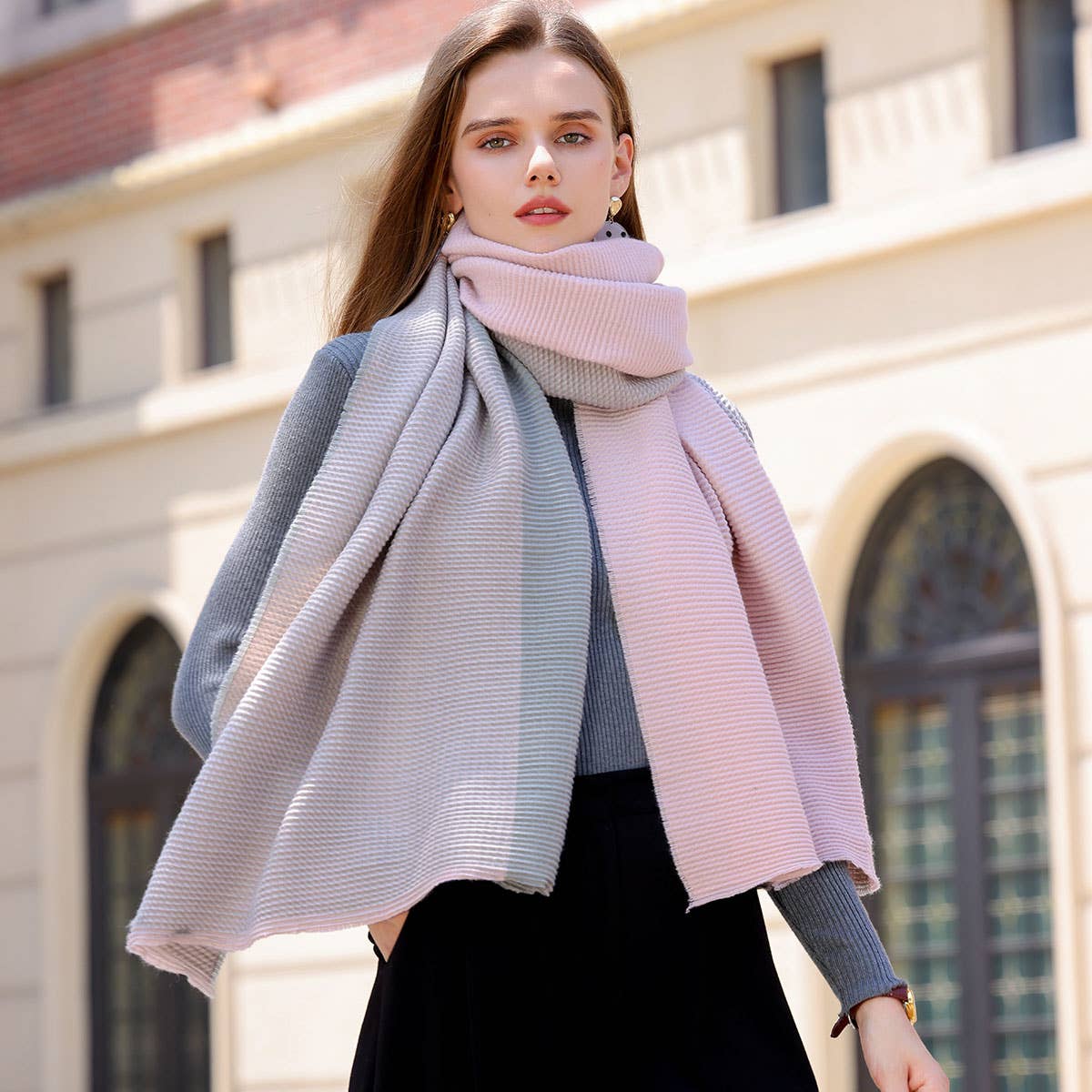 DOUBLE SIDED CRINKLE SCARF ELEGANT WINTER WRAP_CWASC0208