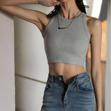 SHORT BASE RIBBED CAMISOLE HIGH NECK TANKS_CWTTK0798