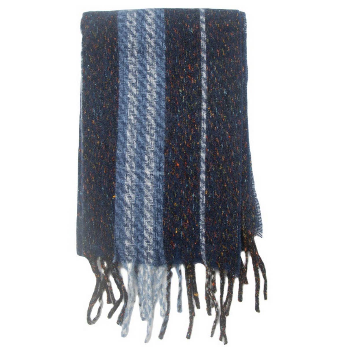STRIPED FRINGE SCARF WINTER KNITTED SHAWL_CWASC0880
