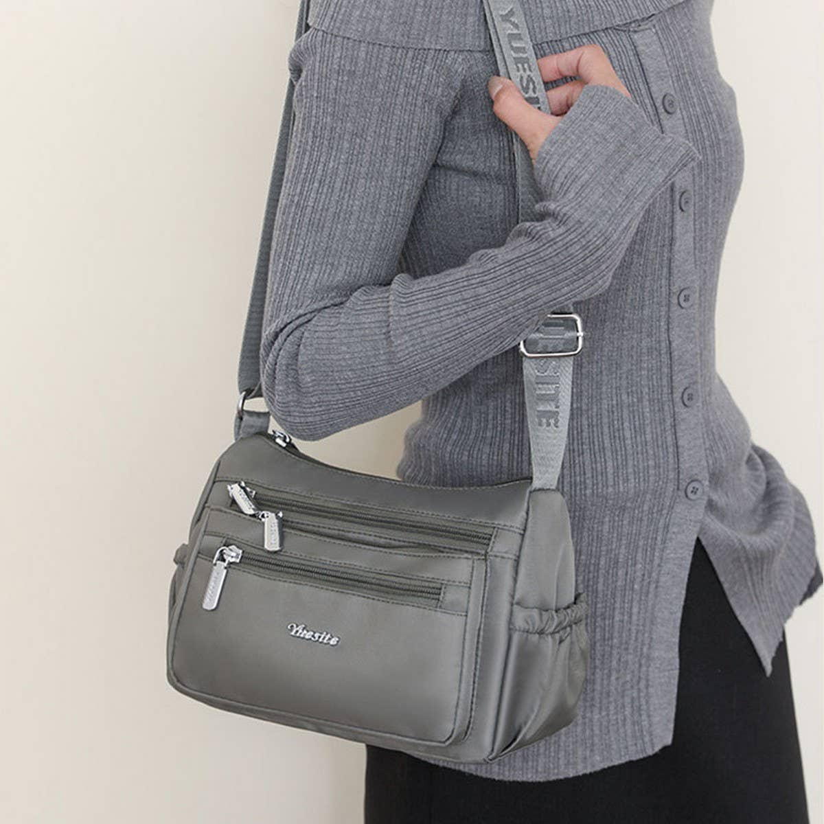 Nylon Multi-Compartment Shoulder Crossbody Bag_Cwasc1752