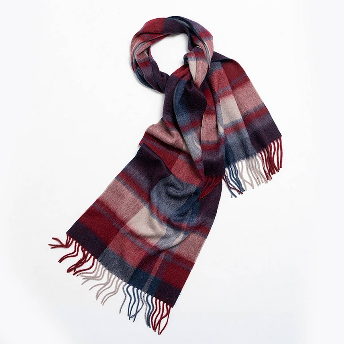 NORDIC PLAID WOOL SCARF WARM WINTER COUPLE WRAP_CWASC2357