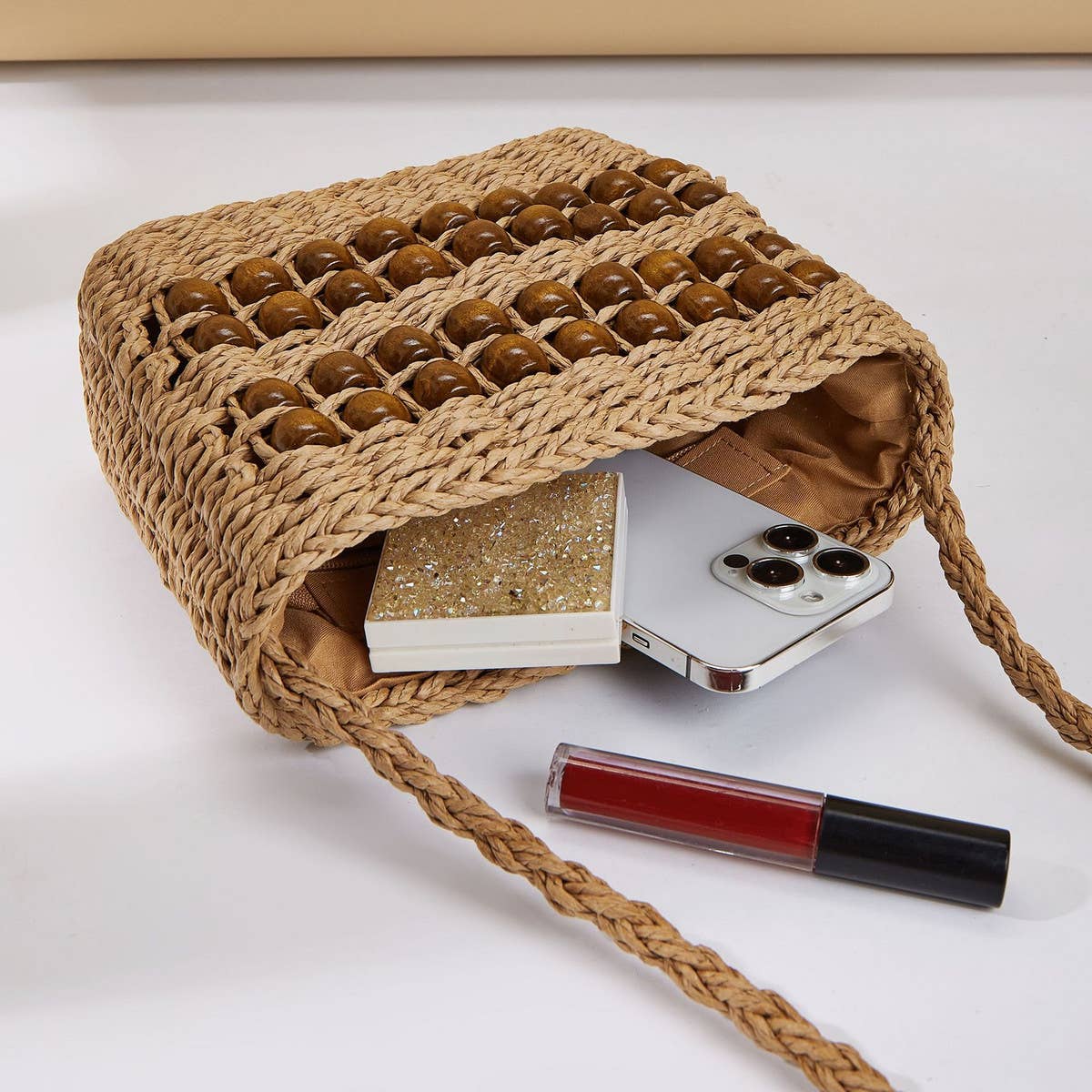 2024 NEW ABACUS WOOD BEAD STRAW BAG_CWAB1987