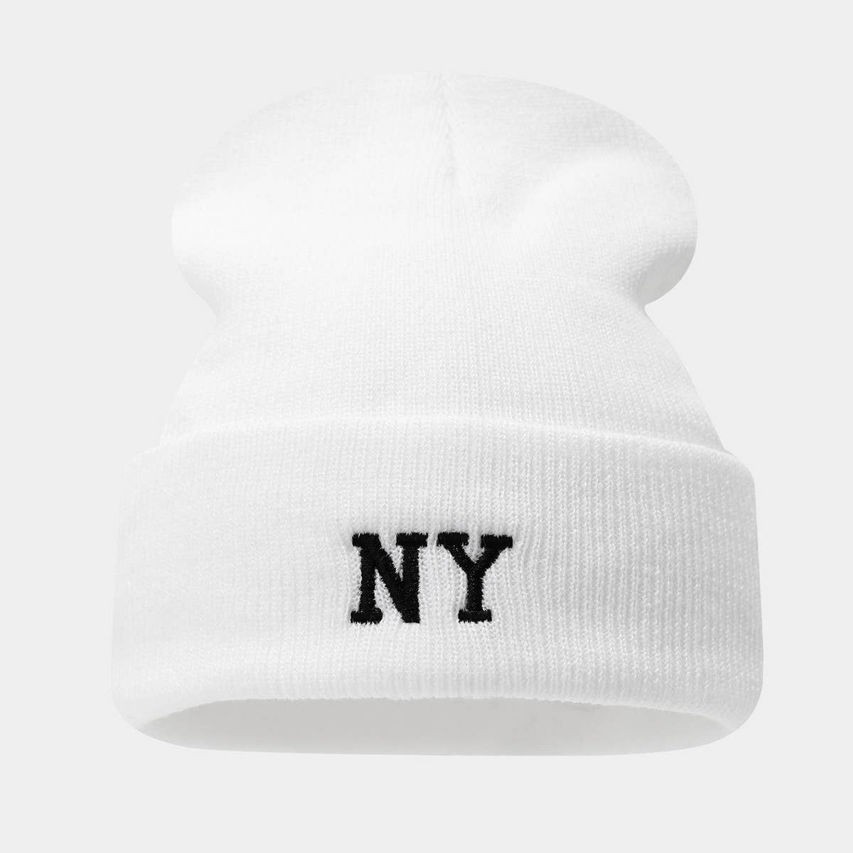 Ny Embroidery Knit Beanie Winter Warm Hat_Cwah04695