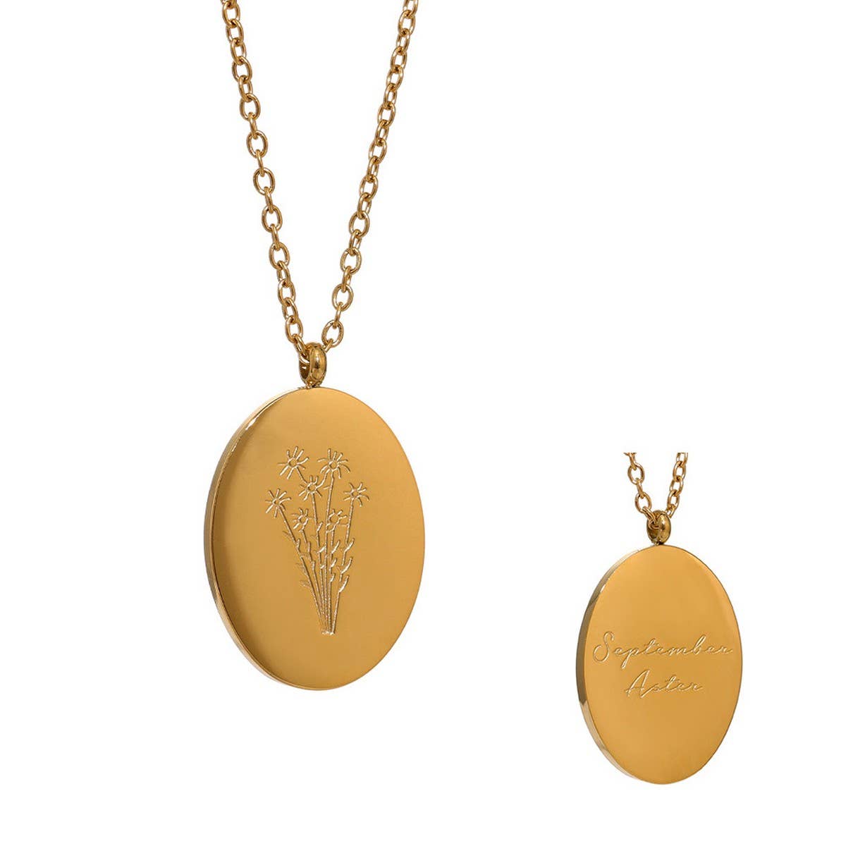 GOLD STAINLESS STEEL DECEMBER FLOWER NECKLACE_CWMM3778