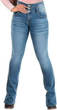 Three-Button High-Waisted Flared Stretch Jeans
