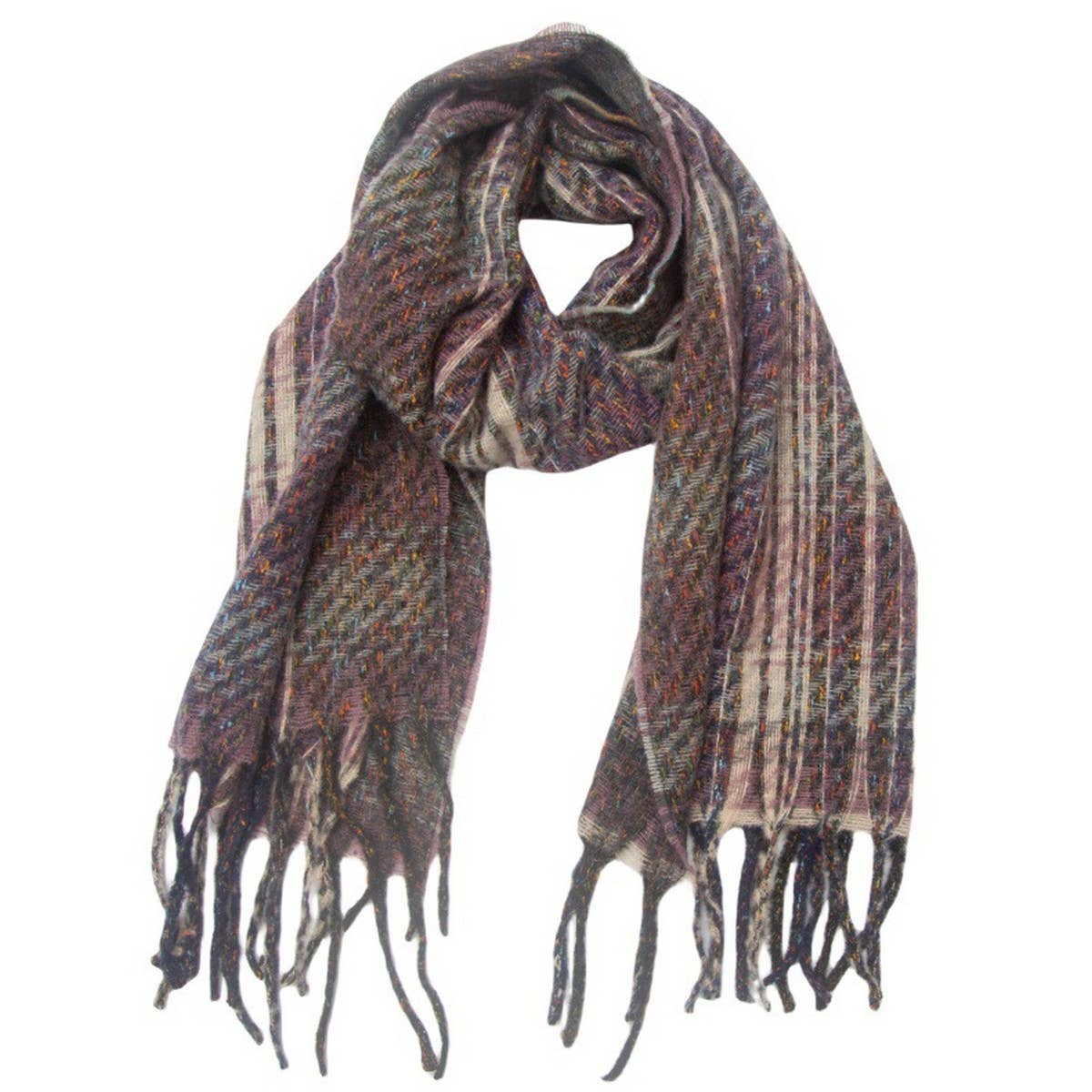 MIXED PLAID FRINGE SCARF UNISEX WINTER SHAWL_CWASC1282