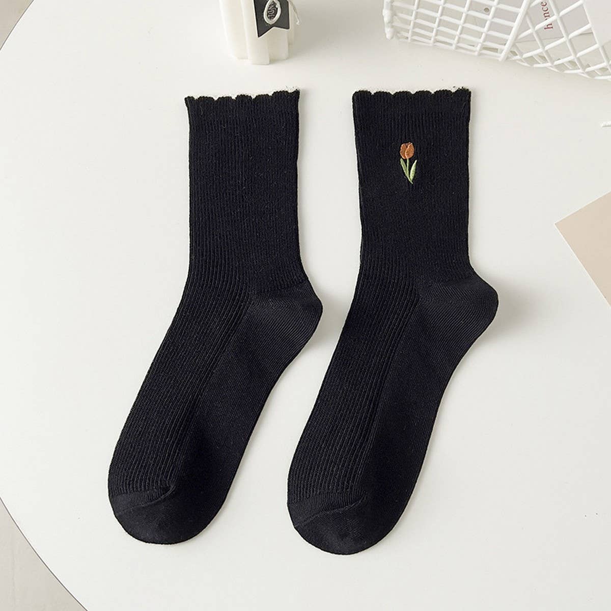 Women'S Preppy Style Socks With Lace Embroidery_Cwms1113