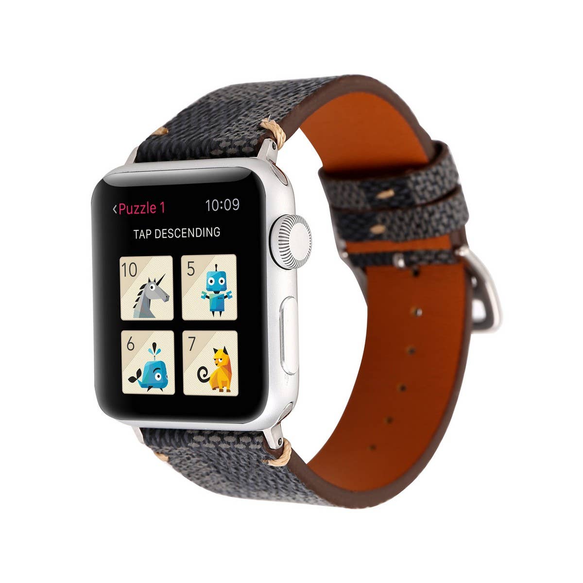 APPLE WATCH9 STYLISH PLAID LEATHER STRAP_CWASC1579