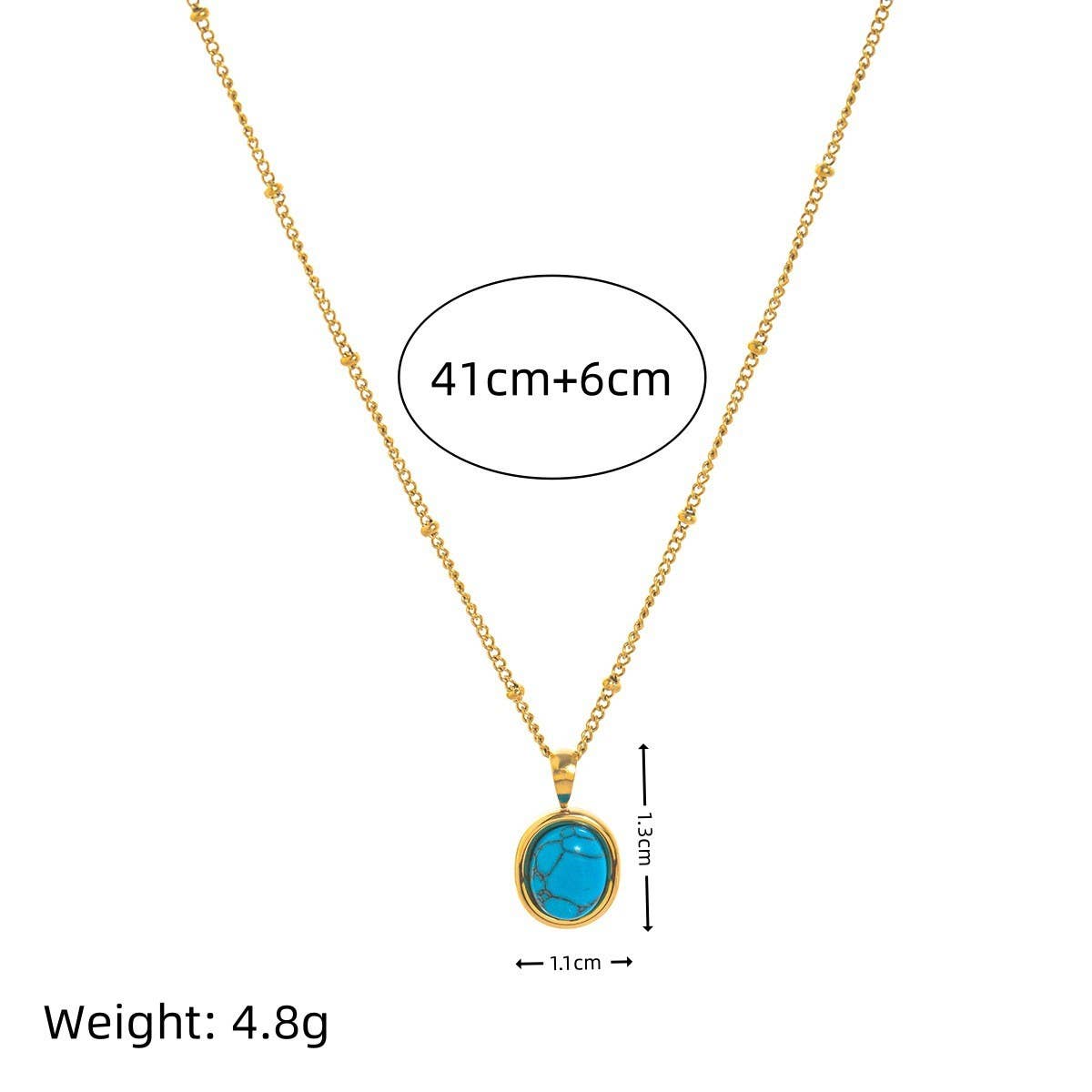 STAINLESS STEEL FASHION NATURAL TURQUOISE NECKLACE_CWMM5699