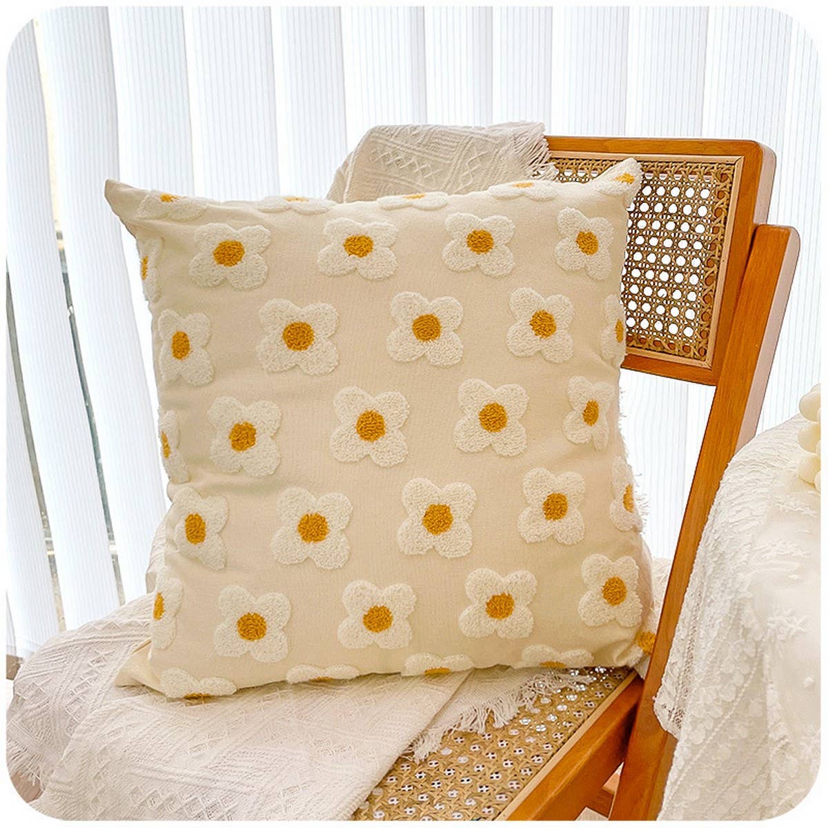 FLORAL EMBROIDERED SQUARE PILLOW COVER SOFA CUSHION_CWMM7708