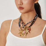 OCEAN ROPE NECKLACE WITH STARFISH FISH CHARMS_CWMM8813