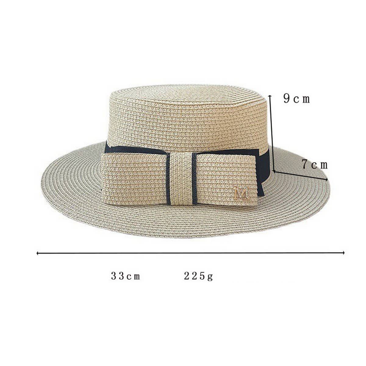 FEDORA STRAW HAT SIMPLE BOW FLAT TOP ELEGANT WOMEN_CWAH1155
