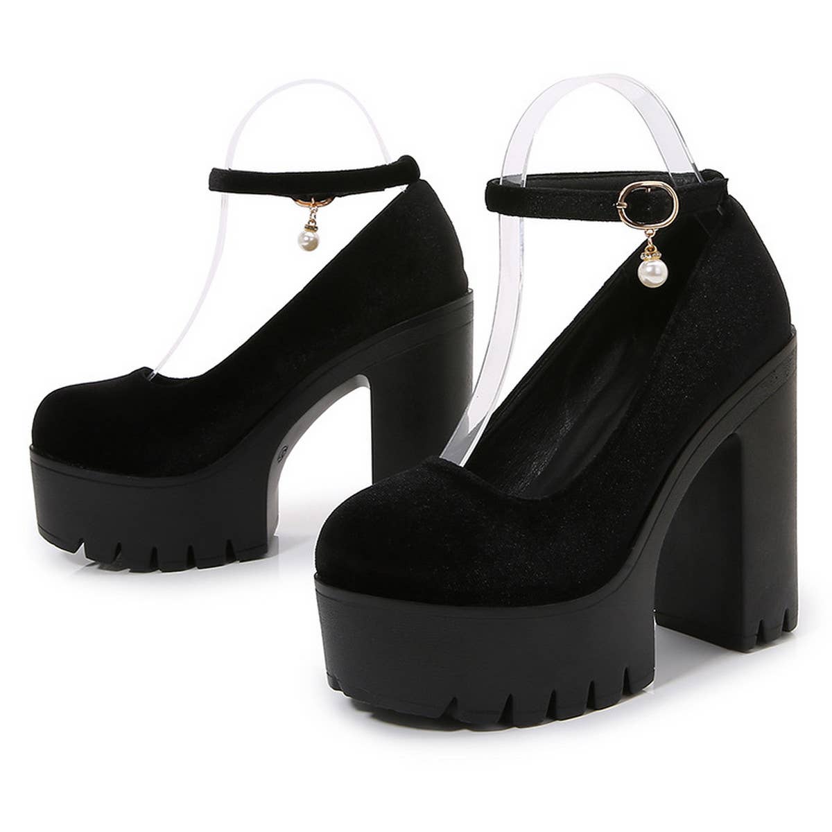 ROUND TOE FLAT BUCKLE PLATFORM HIGH HEELS_CWSHS0648