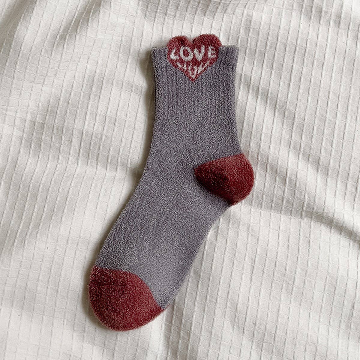 HOME WARM FAUX MINK PLUSH MIDDLE SOCKS_CWMS1131