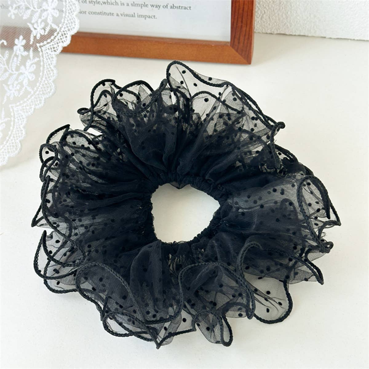 Women¡¯S Summer Dot Mesh Soft Elastic Hair Tie_Cwaha07516