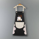 COFFEE GIRL PRINT SUMMER THIN APRON WITH POCKETS_CWMM2047