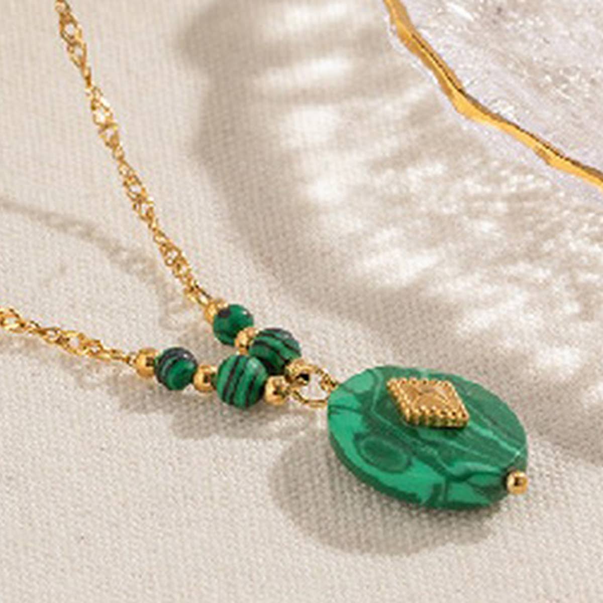 NEW LIGHT LUXURY MALACHITE PENDANT NECKLACE_CWAJE1435
