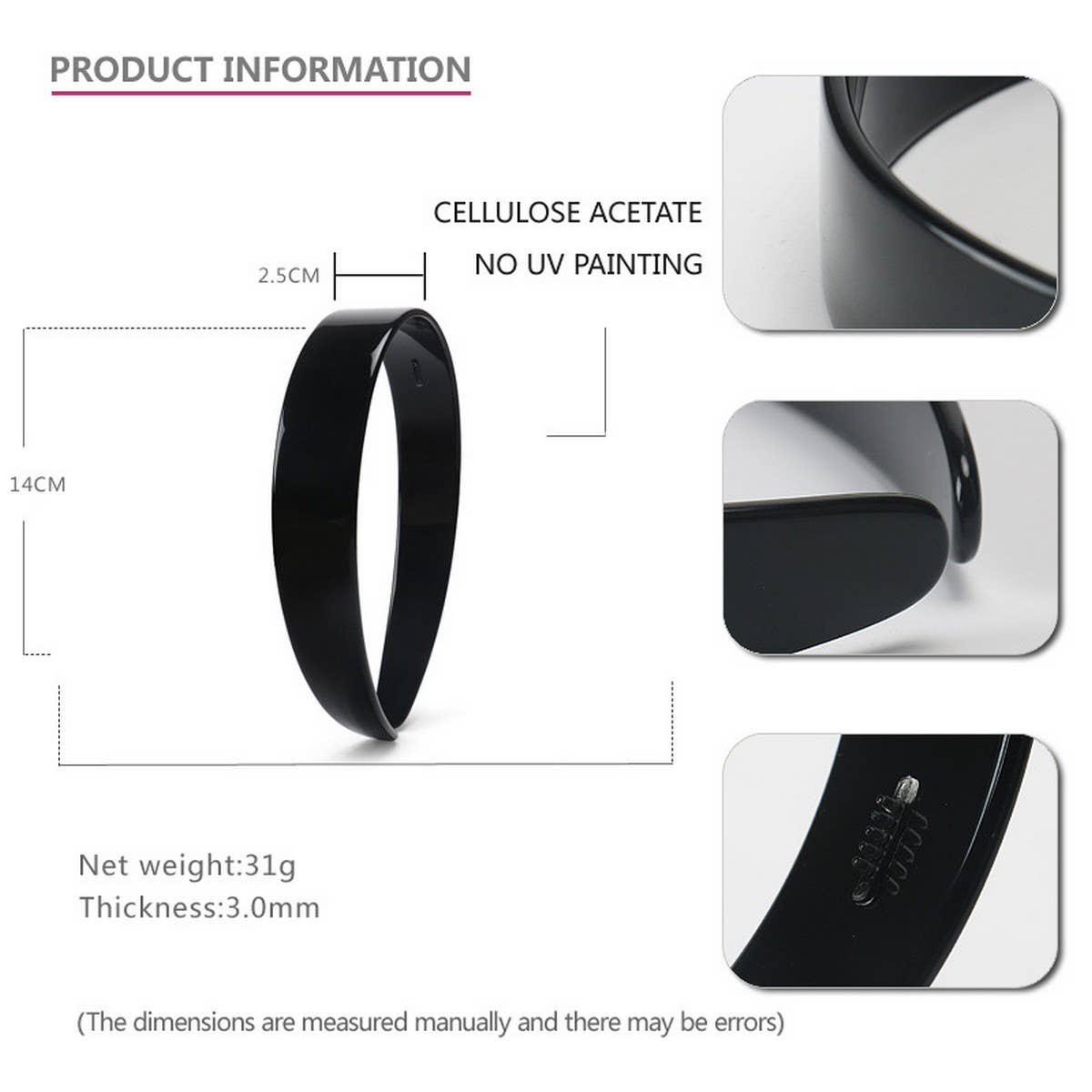 ACETATE RETRO 2 5CM WIDE HEADBAND HAIRPIN_CWAHA4342