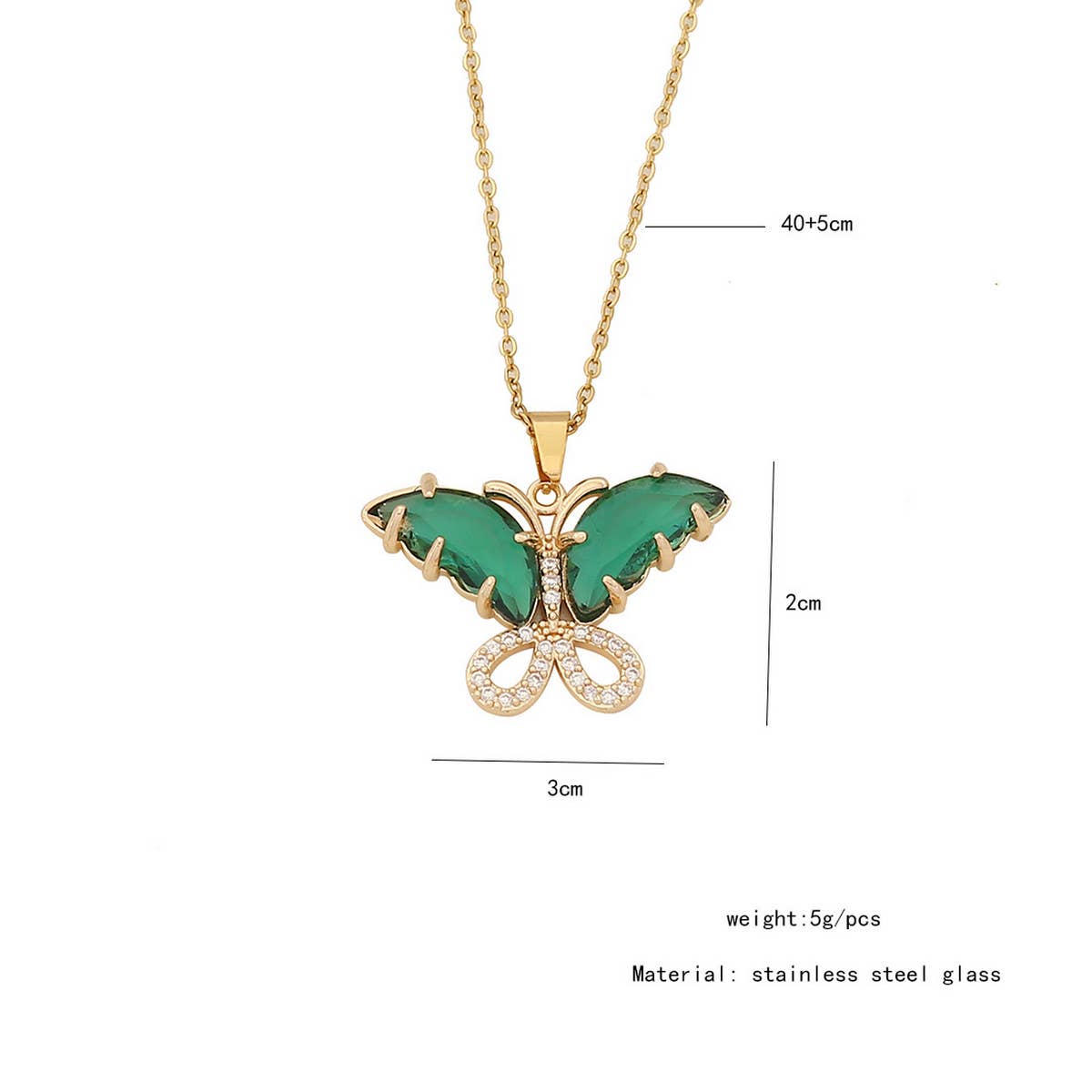 STYLISH VINTAGE ZIRCON BUTTERFLY NECKLACE_CWAHA0881