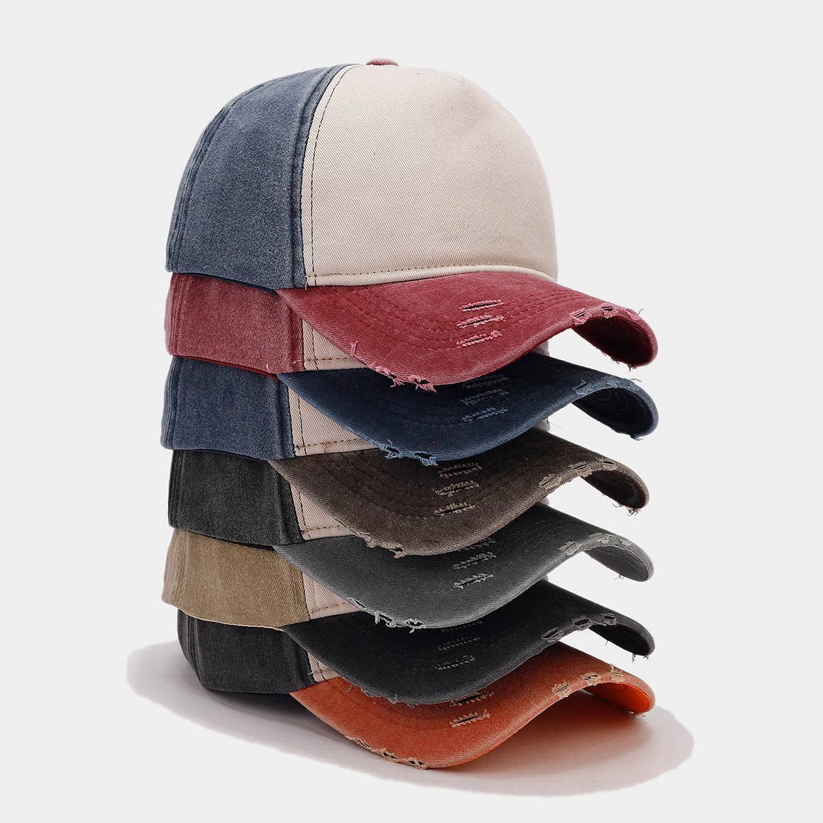 Washed Cotton Ripped Baseball Cap, Golf Style Cwah1568