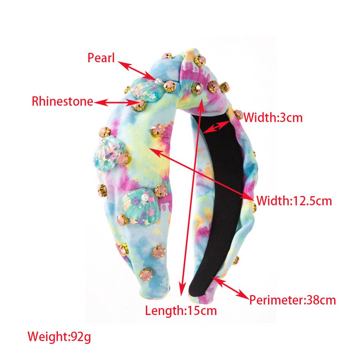 FASHION TIE DYE FABRIC DIAMOND HEADBAND_CWAHA2140