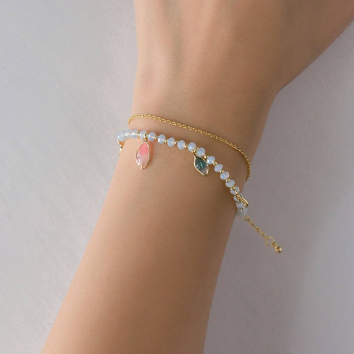 Womens Hollow Flower Handmade Beaded Bracelet