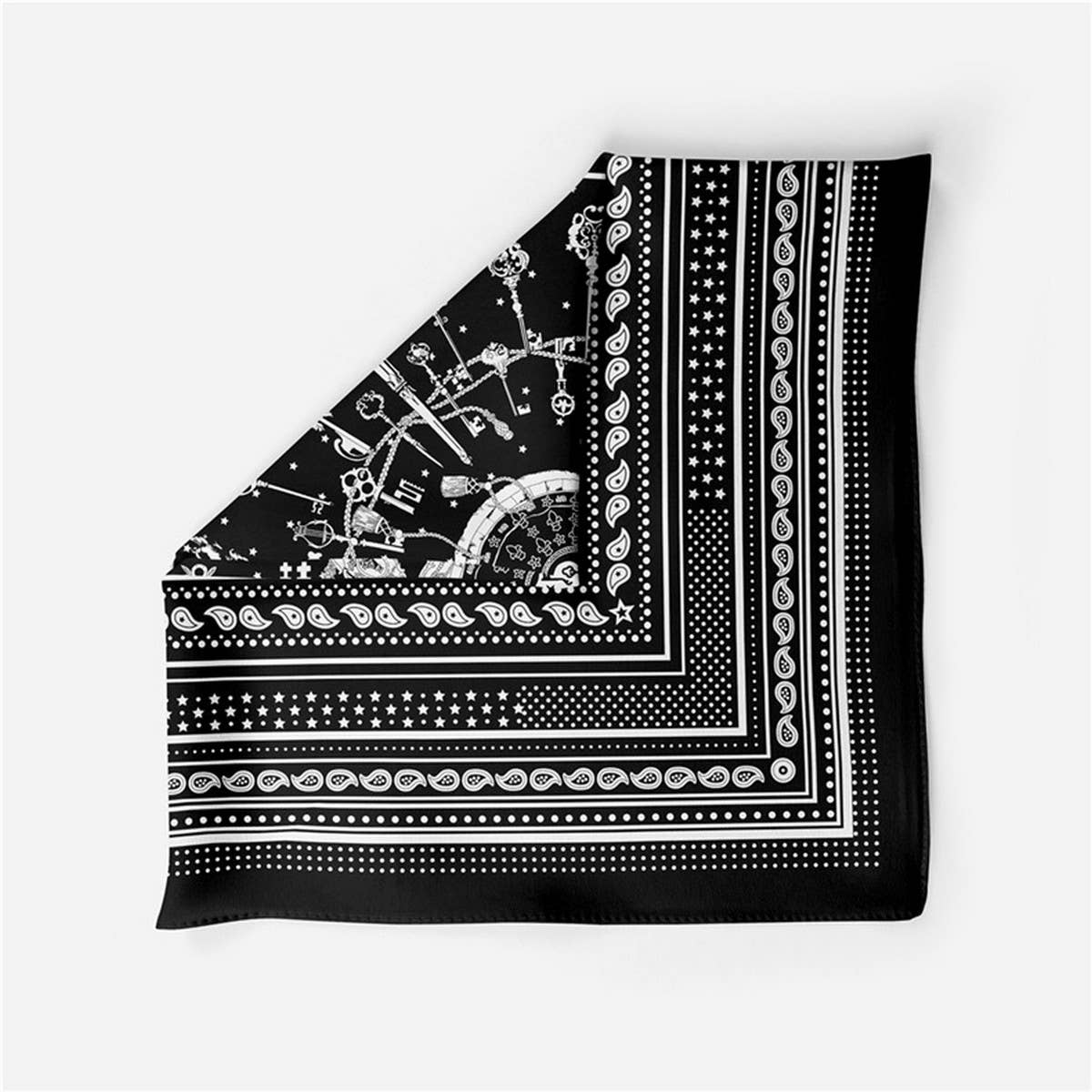 FAUX SILK PAISLEY PRINT SCARF VINTAGE NECK WRAP_CWASC0654