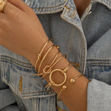 SIMPLE DOUBLE LAYER HOLLOW KNOTTED OPEN BRACELET_CWMM3101